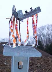 Temporary sparrow spooker. Photo by Bet Zimmerman